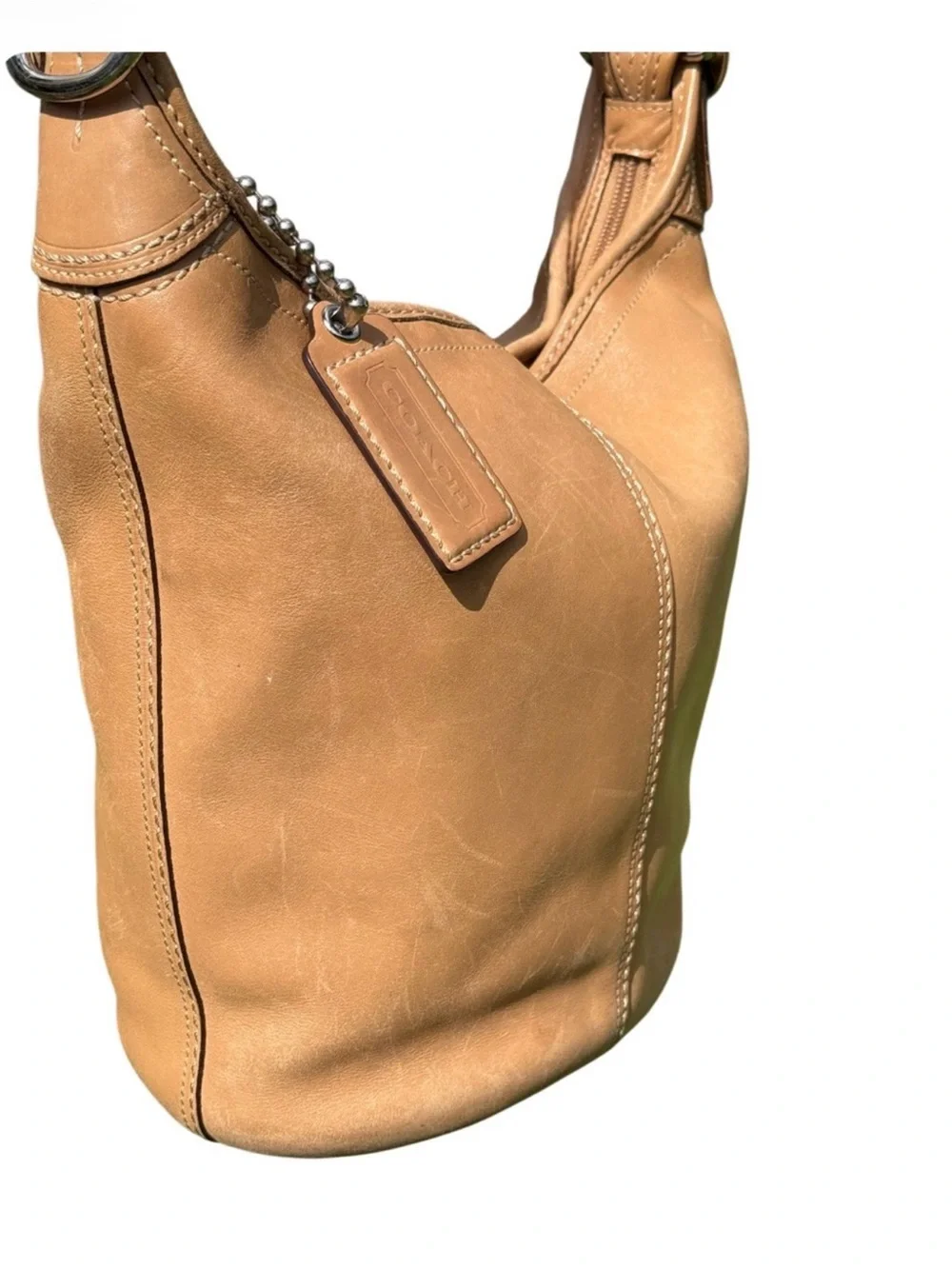 Coach Bleecker F13358 Tan Leather Bucket Hobo Shoulder Bag